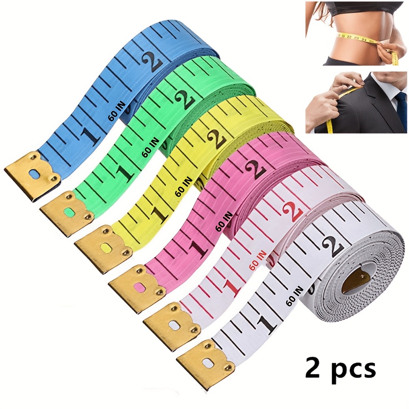 2pcs 150cm/60inch Body Measuring Ruler Sewing Tailor Tape Measure Meter Sewing Measuring Tape Soft Random Color