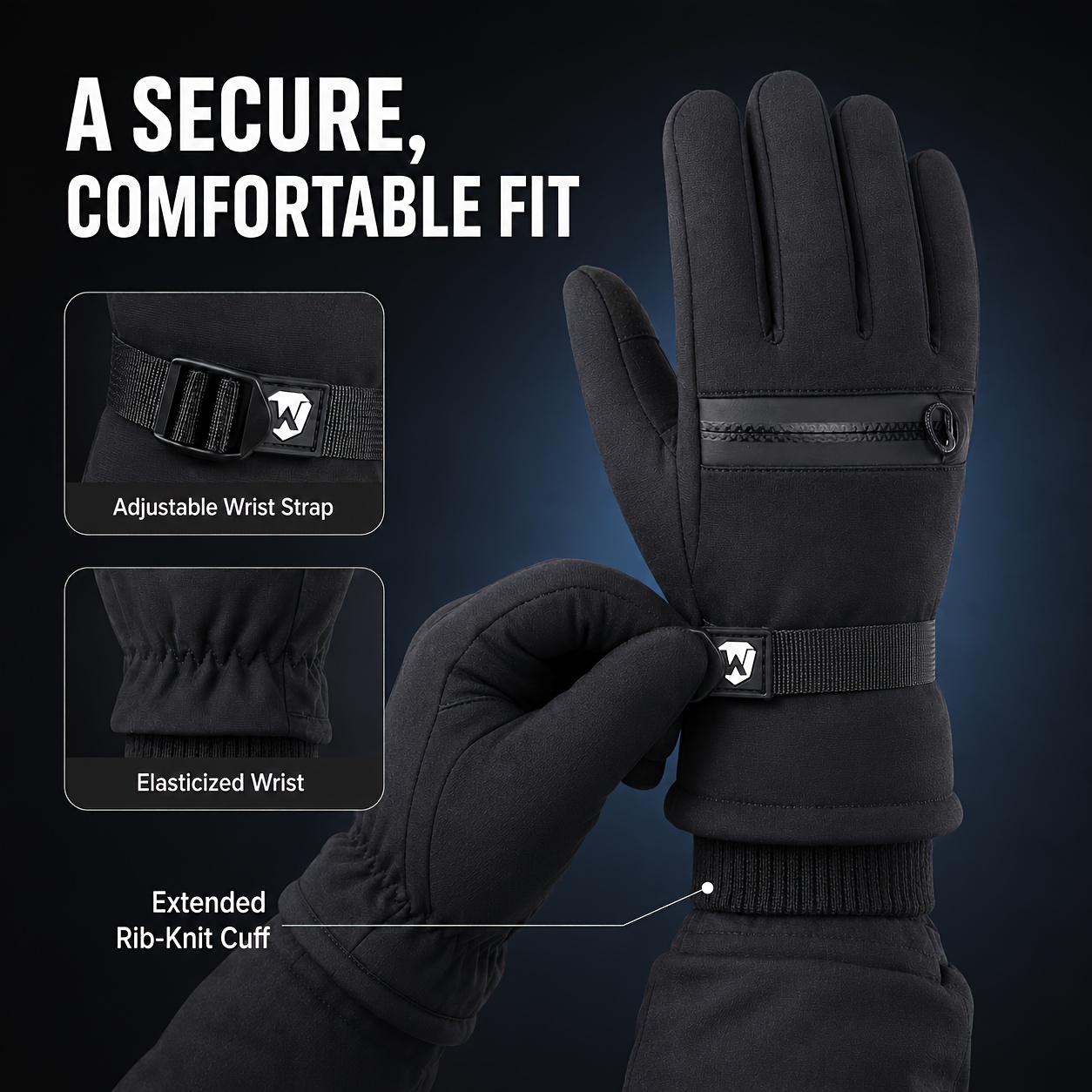 Winter Thickened Warm Ski Gloves, Unisex