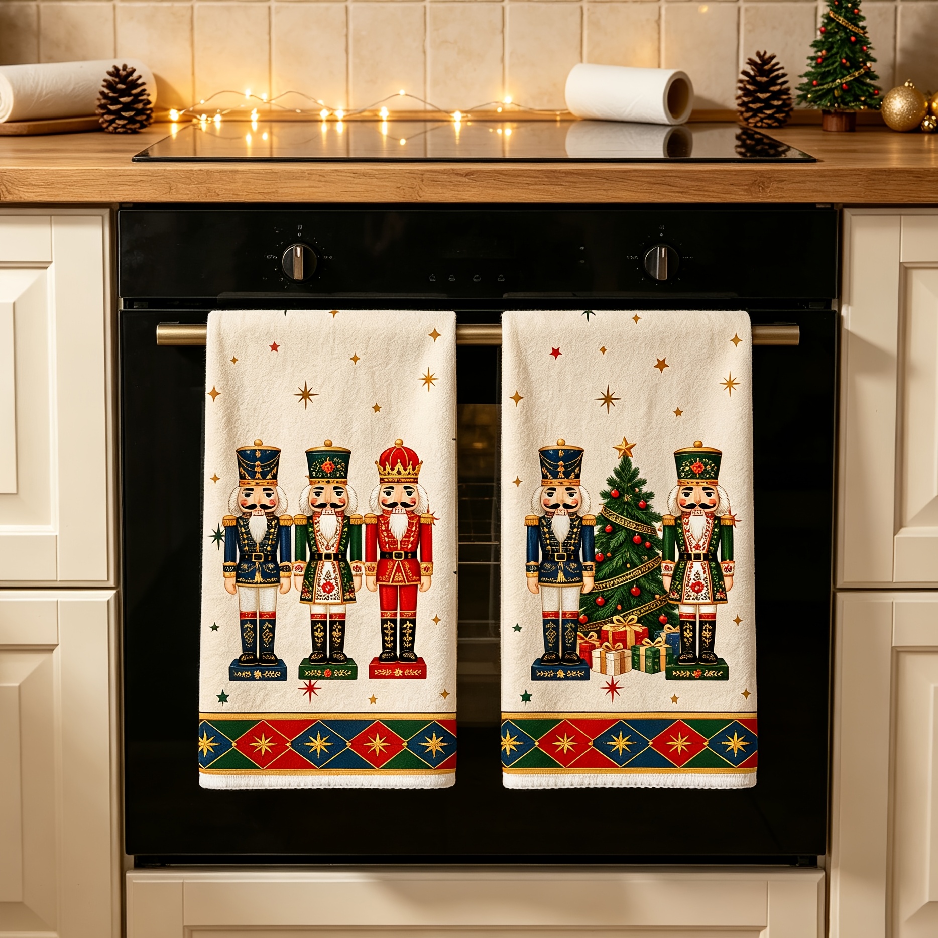 TEMU Chiffons de nettoyage 2 pièces, torchons imprimés motif de Noël, faciles à nettoyer, durables, lavables en machine, adaptés à la décoration de