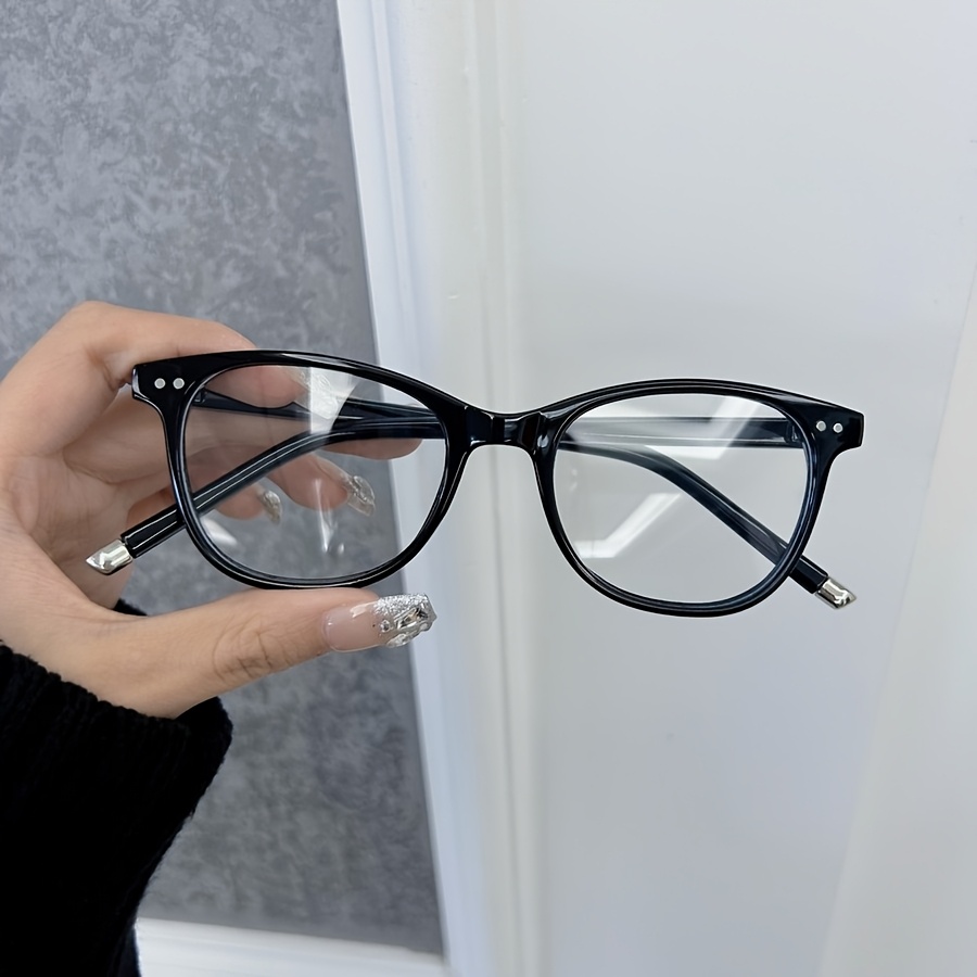 Image of 1pc Retro Minimalist Oval Clear Glasses Frame - Small Lightweight Full-rim Unisex Eyewear With Metal Hinges For , Casual & Formal Versatile Style