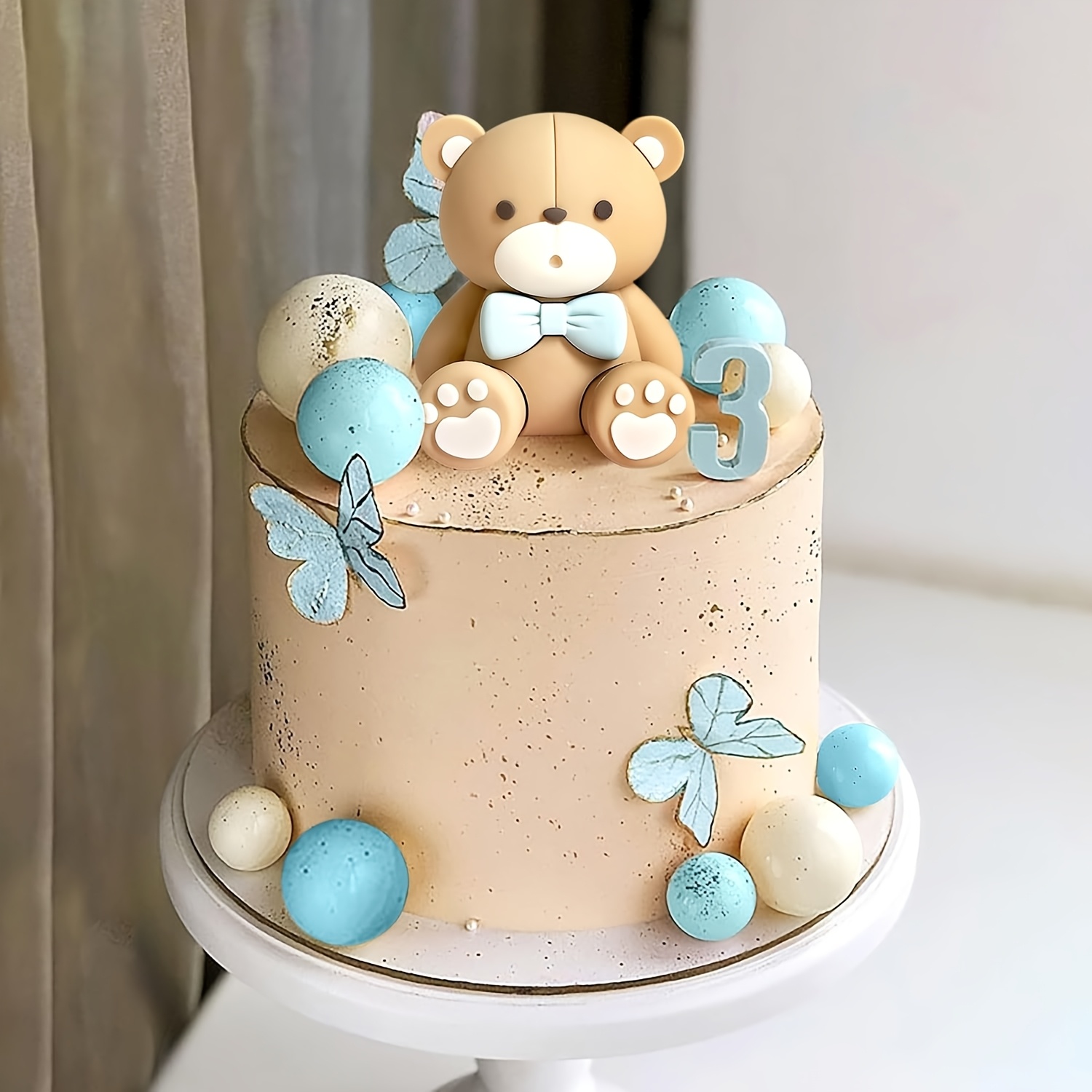 16pcs blue shower cake topper baby bear Temu