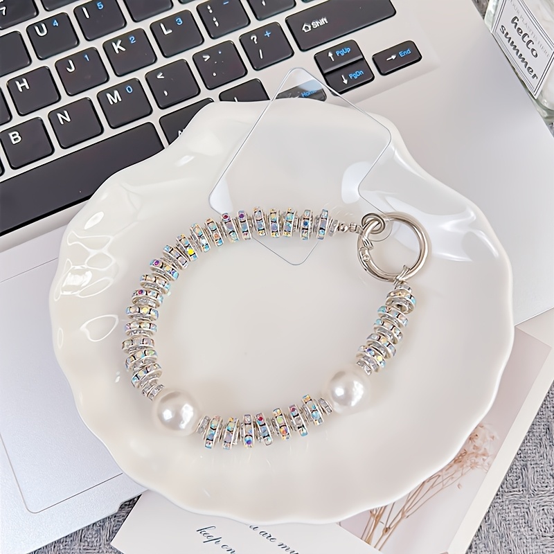 TEMU New Phone Case Lanyard High-end Rhinestone Chain Light All-match Handmade Bead Short Chain Rhinestone Pendant New Individual Pendant Cute Wrist