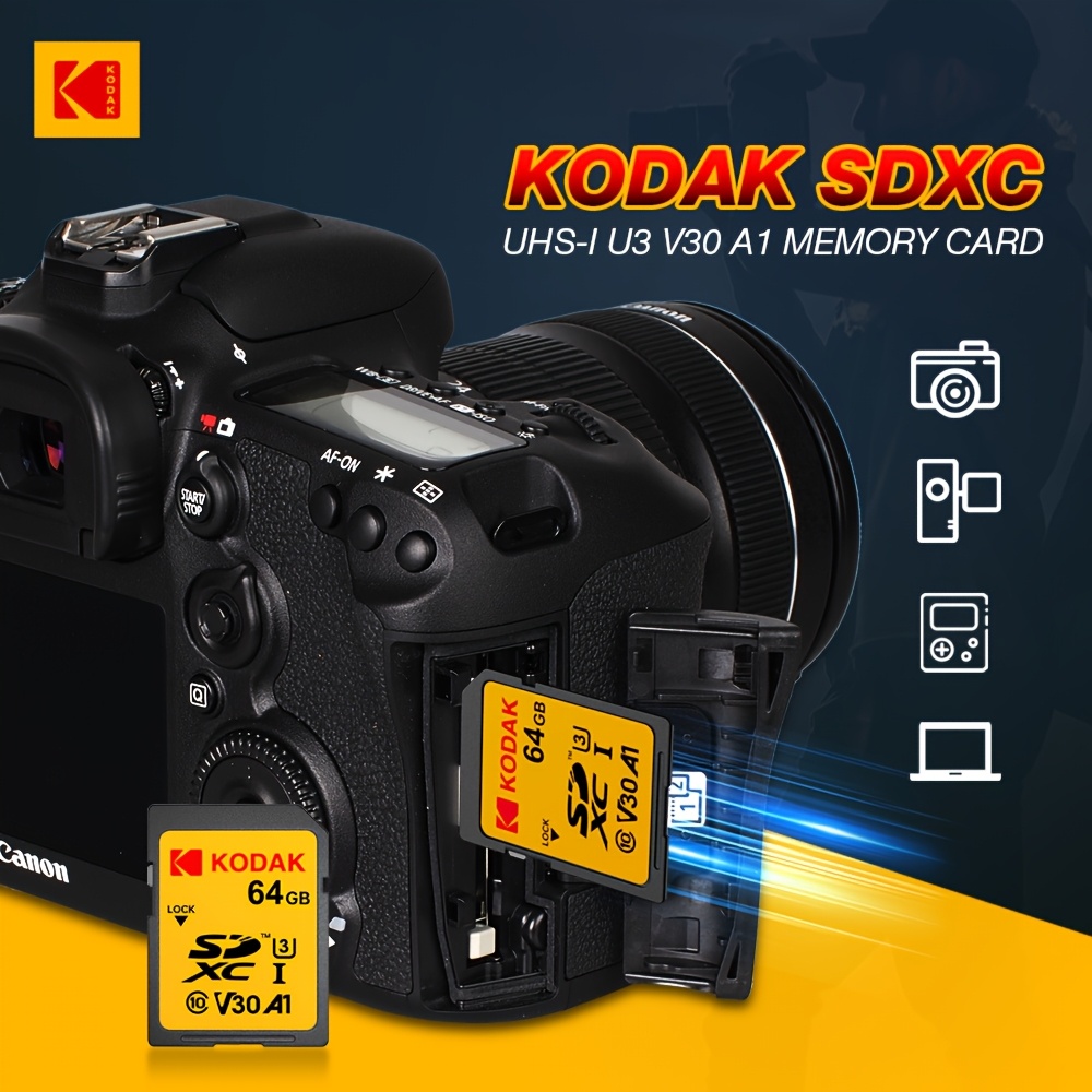 

Carte SDXC KODAK, 32 Go/64 Go/128 Go/256 Go, Classe 10, V30, 4K HD, Haute vitesse, batterie, pour DSLR et enregistrement de caméra