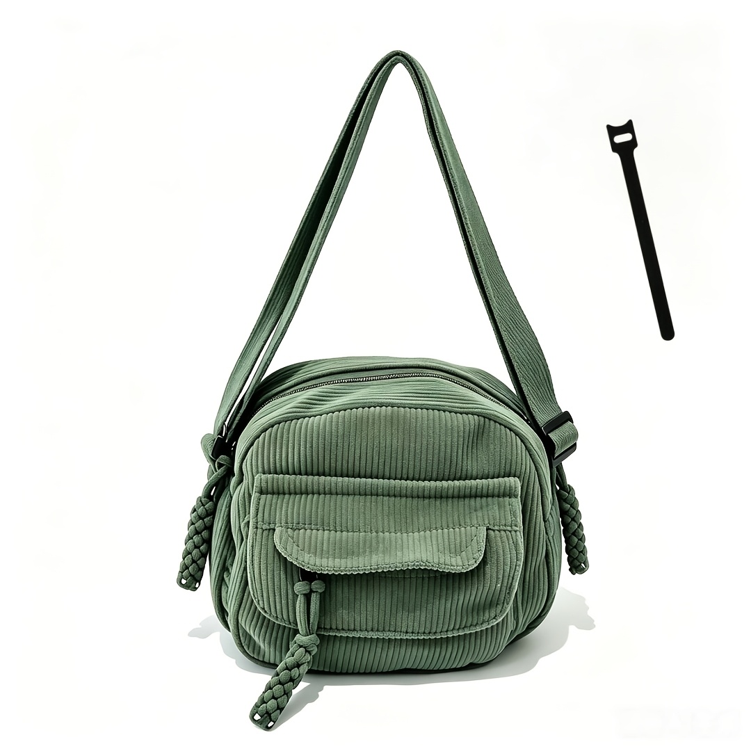 TEMU New Corduroy Large-capacity Stylish Casual Elegant Women's Crossbody Bag With Adjustable Shoulder Strap, Wearable As A Single-shoulder Or