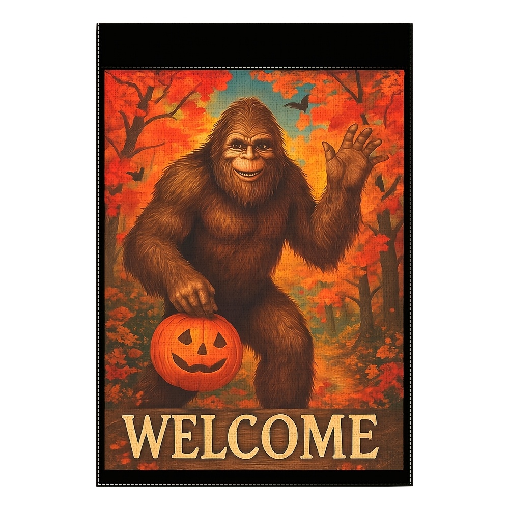 TEMU 2d Flat, 1pc, 2d Flat Halloween Garden Flag, Flag, Traditional House Decoration, Home & Garden Sign, 12x18 Inch, Suitable For Courtyard Lawn