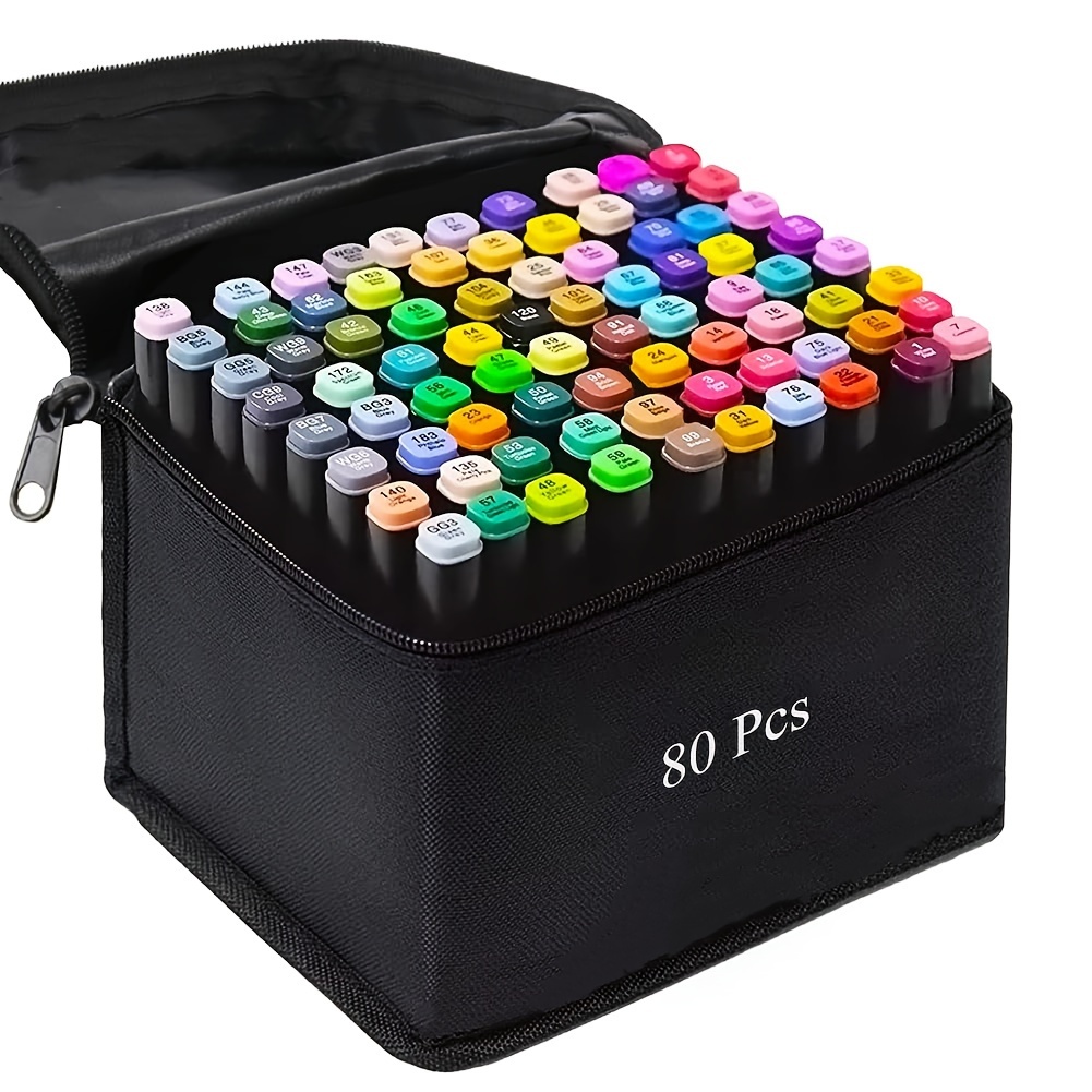 TEMU Markers, 80 Art Drawing Markers Set For Adults Tip Markers, Organizing