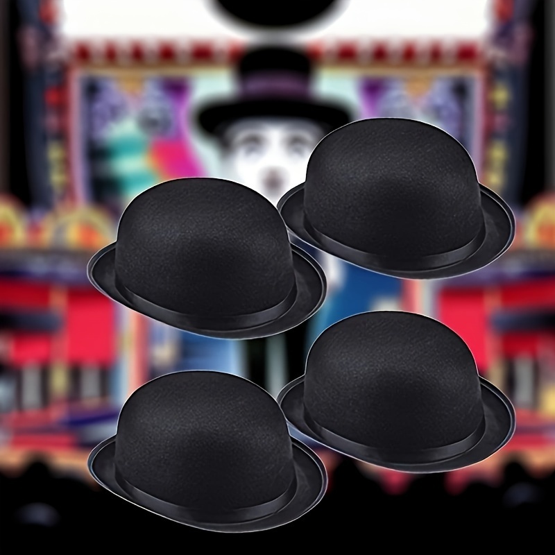 

1pc Classic Black Bowler Hat - Perfect For Masquerade, & Carnival Costumes | Stage Performance Accessory | Dry Clean Only | Felt Material | Ideal For Birthdays, Anniversaries & General Celebrations