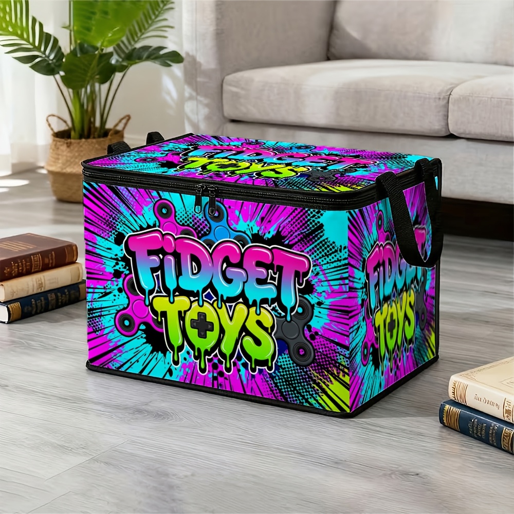 TEMU 1 Vibrant Fingertip Stress-relief Themed Storage Box With Lid, Featuring Patterns, Suitable For Storing Holiday Supplies, Clothing, Pants, And