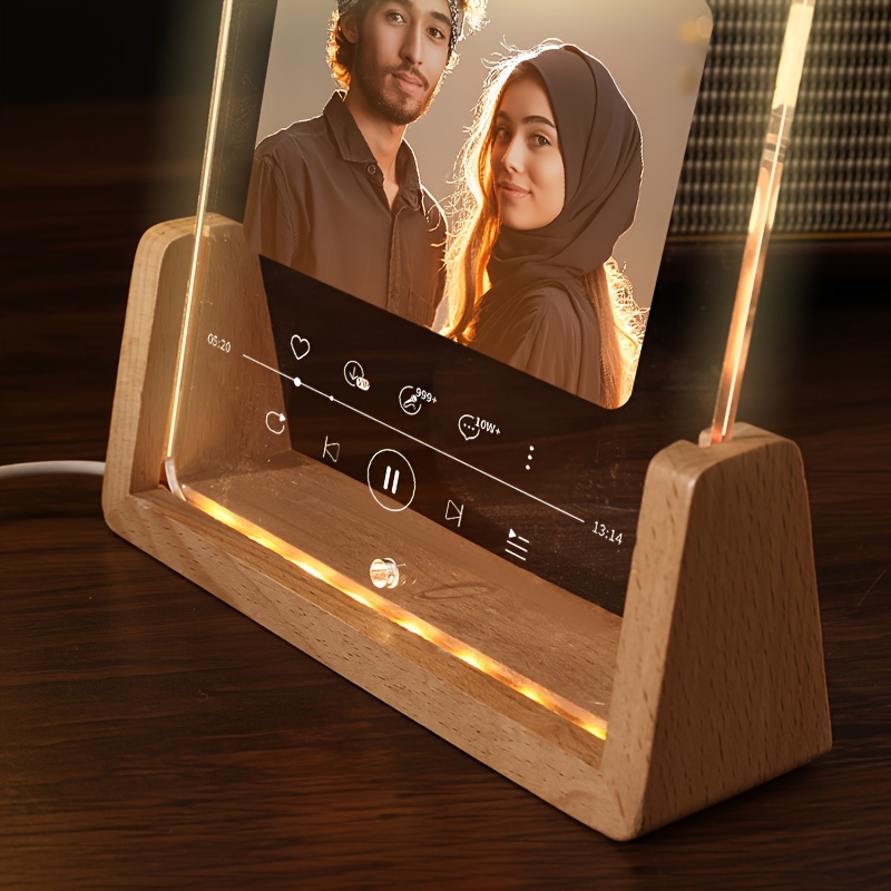 custom photo illuminated acrylic frame with touch control single picture display stand creative   diy personalized gift for birthdays anniversary friends suitable   14 details 3