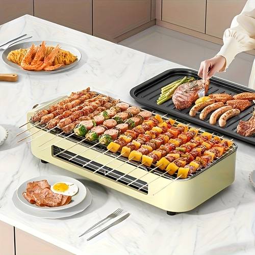 smokeless indoor grill complete set with hand dish grill net electric grill tray 110v with grill net detachable non stick cooking tray indoor electric grill adjustable temperature dishwasher washable grill indoor electric grill barbecue rack