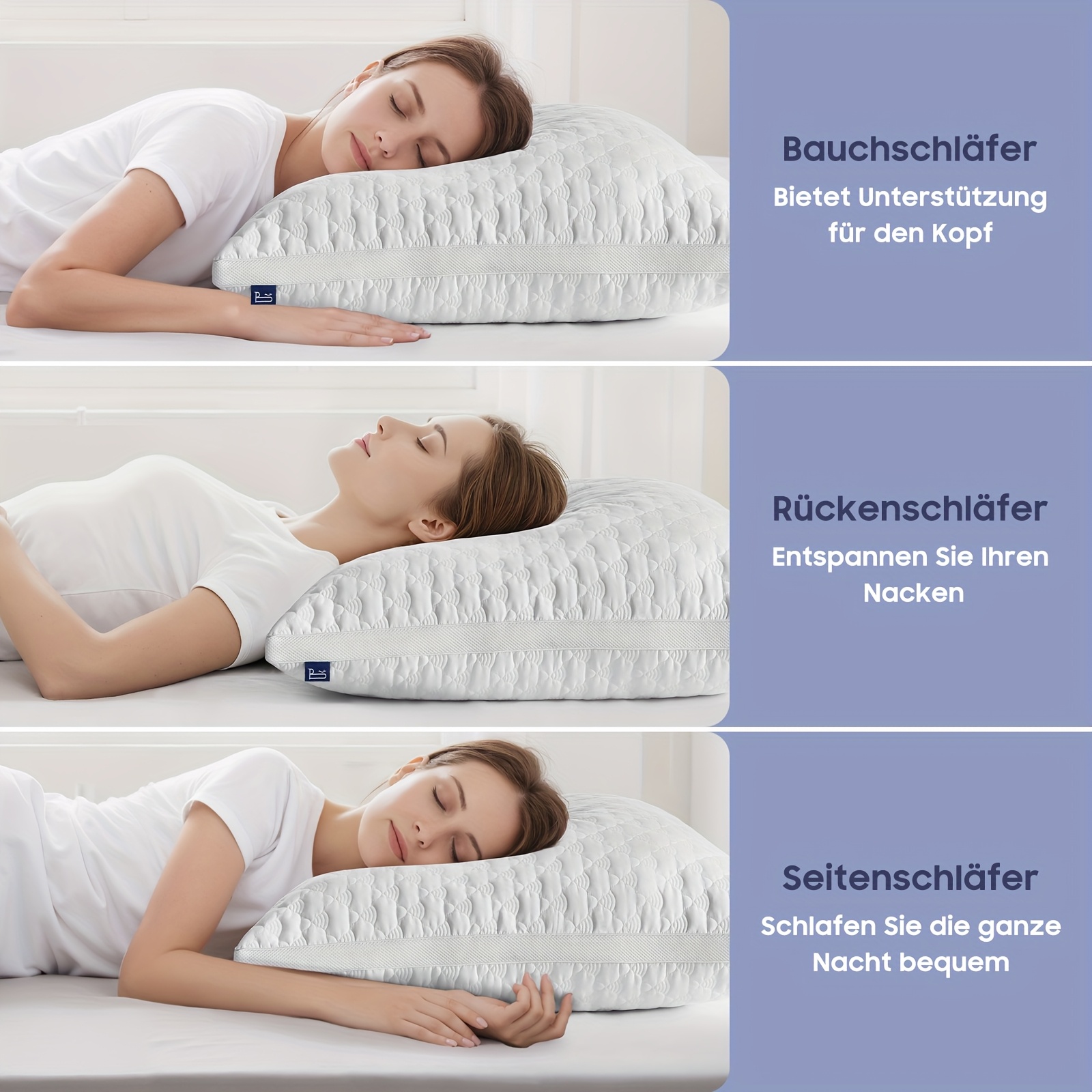 BedStory 2pcs Set Of Pillows, 80x80cm Or 40x80cm, with Zipper, Microfiber Pillows, Height Adjustable, Breathable, Washable, Soft And Supportive, White