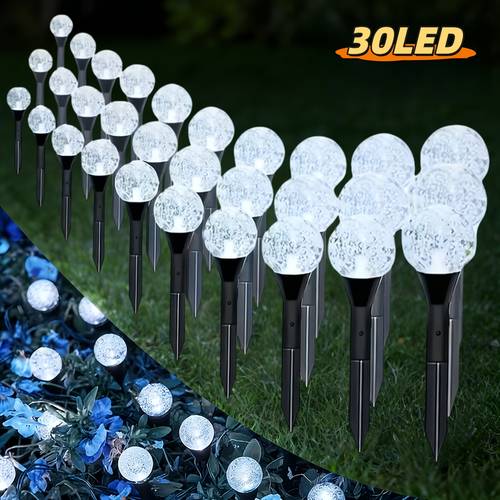 30led solar garden outdoor lawn lights with 8 lighting daytime auto off and night on for summer camping christmas wedding party birthday pathway decorations