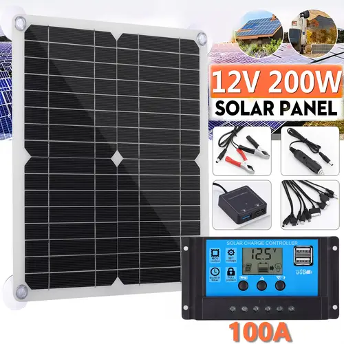 200w solar panel kit12v battery charger with controller boat flexible solar panel kit for outdoor rv hiking and camping