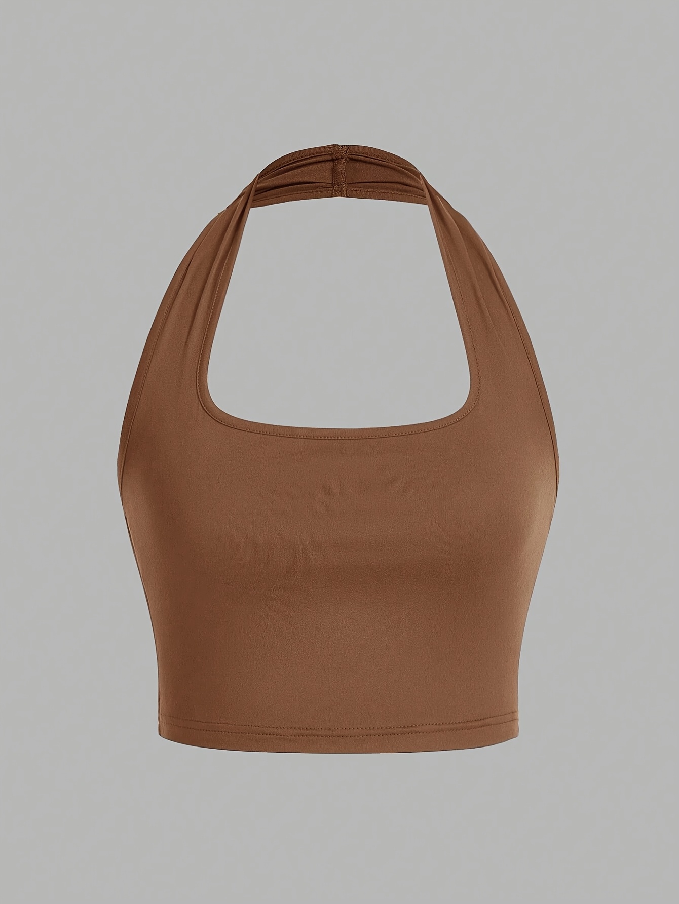 Women's White Halter Neck Sports Crop Top - Stretchy Breathable Backless Tank Top for Summer Workouts & Casual Wear, Machine Washable Sleeveless Shirt, Gym Apparel, Smooth Texture