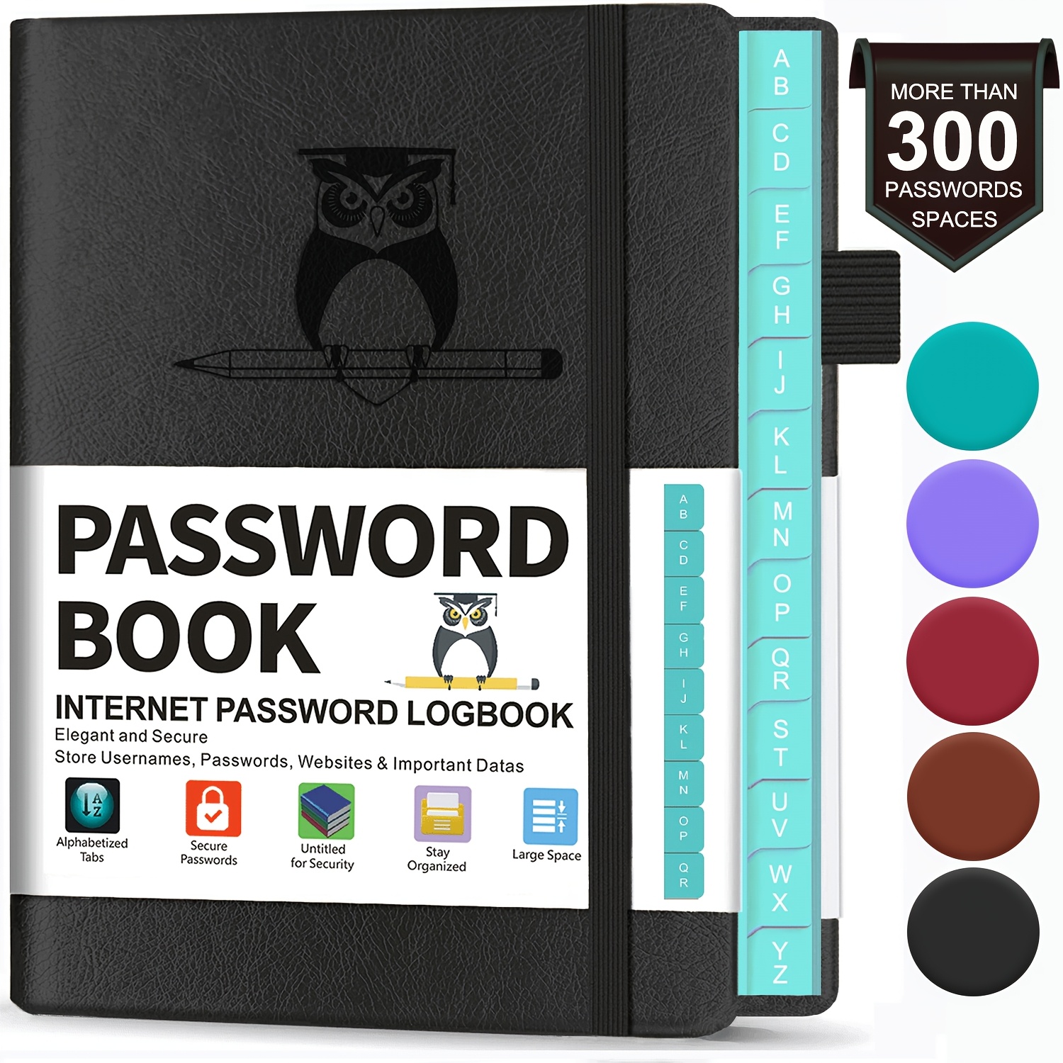 Image of Password Book With Alphabetical Tabs, Hardcover Keeper Book, Internet Accounts Logbook, Wesite Login Organizer For Computer & Phone, Perfect For Seniors, A6 Pocket Size