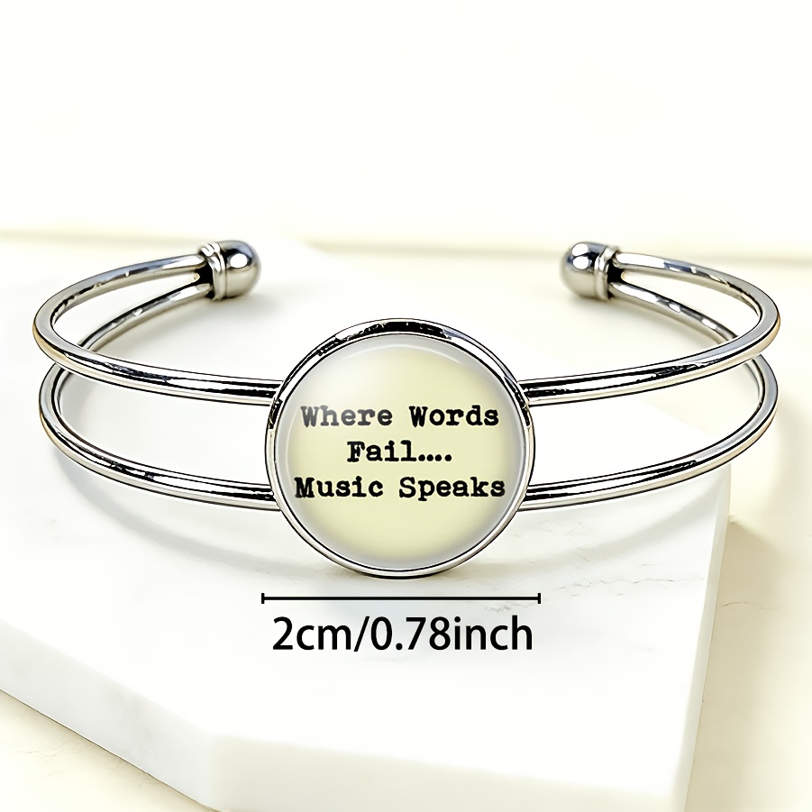 Adjustable Open Bangle with Round Time Gemstone Inlay, Versatile Gift