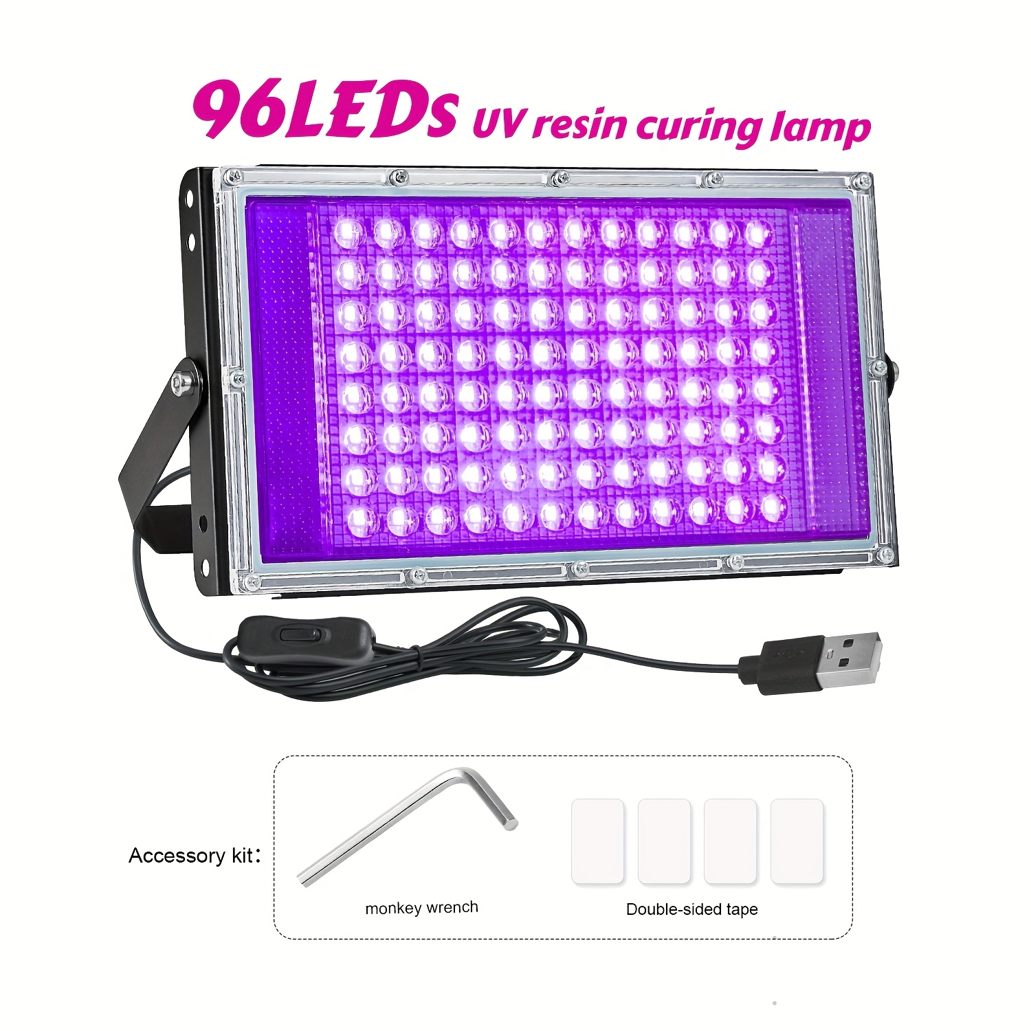 Jewelry Making Tools, High Power Resin Lamp, 144/96 Led Resin Curing Lamp, Large Area, Fast Curing, For Mold Craft Decoration Jewelry, With Usb Plug And Switch 5 Meter Power Cord, , Christmas Gift