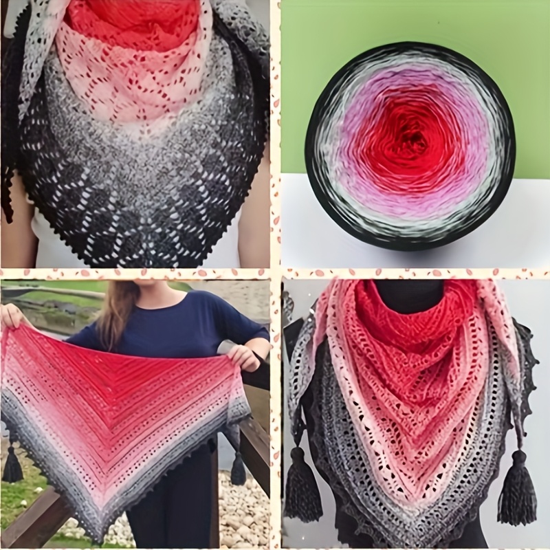 TEMU 300g Glossy Line Cake Line Gradient Long Section Dyed Transition Color Shawl Scarf Princess Skirt Hand-knitted Line