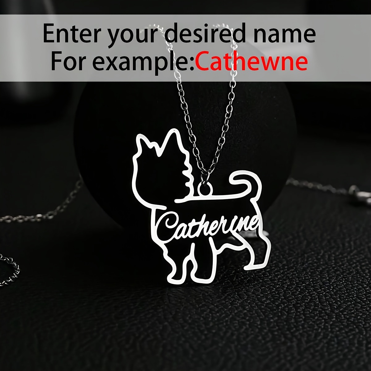 Custom Personalized Minimalist Pet Dog Name Necklace, 18K Gold Plated