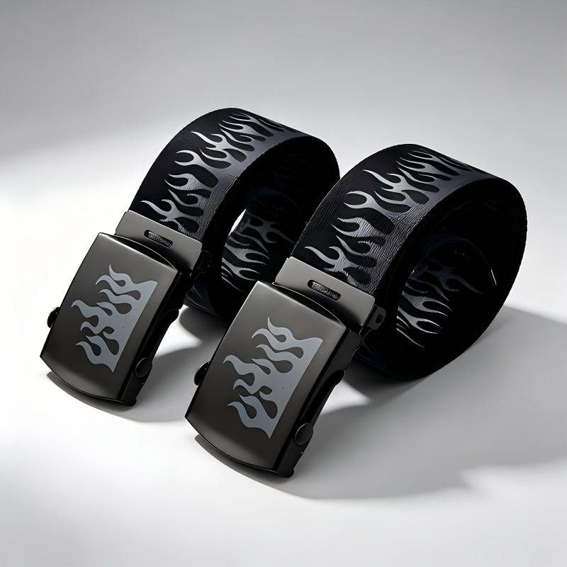 TEMU Harajuku Hip-hop Flame Belt, Men's Trendy Belt, Casual All-match Suspender Belt, For Various Holiday Outfits