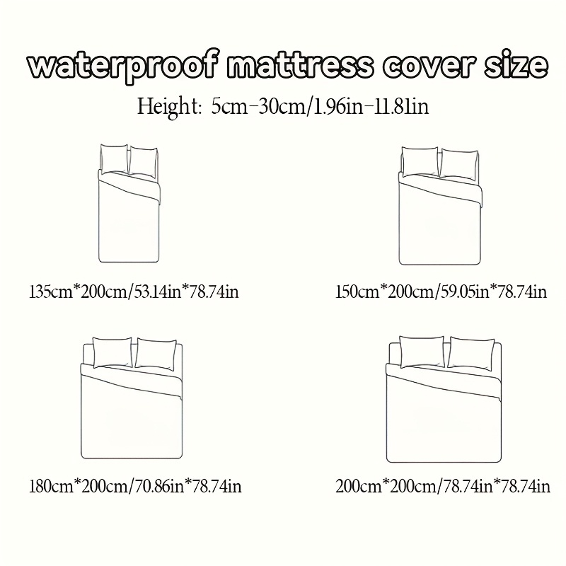 4-Season High-Quality Soft Comfortable Waterproof Mattress Protector, Premium Solid Color Bedding Full Coverage Mattress Protector - Perfect for Bedroom and Hotel Rooms, Single and Double Beds Friendly Breathable Machine Washable