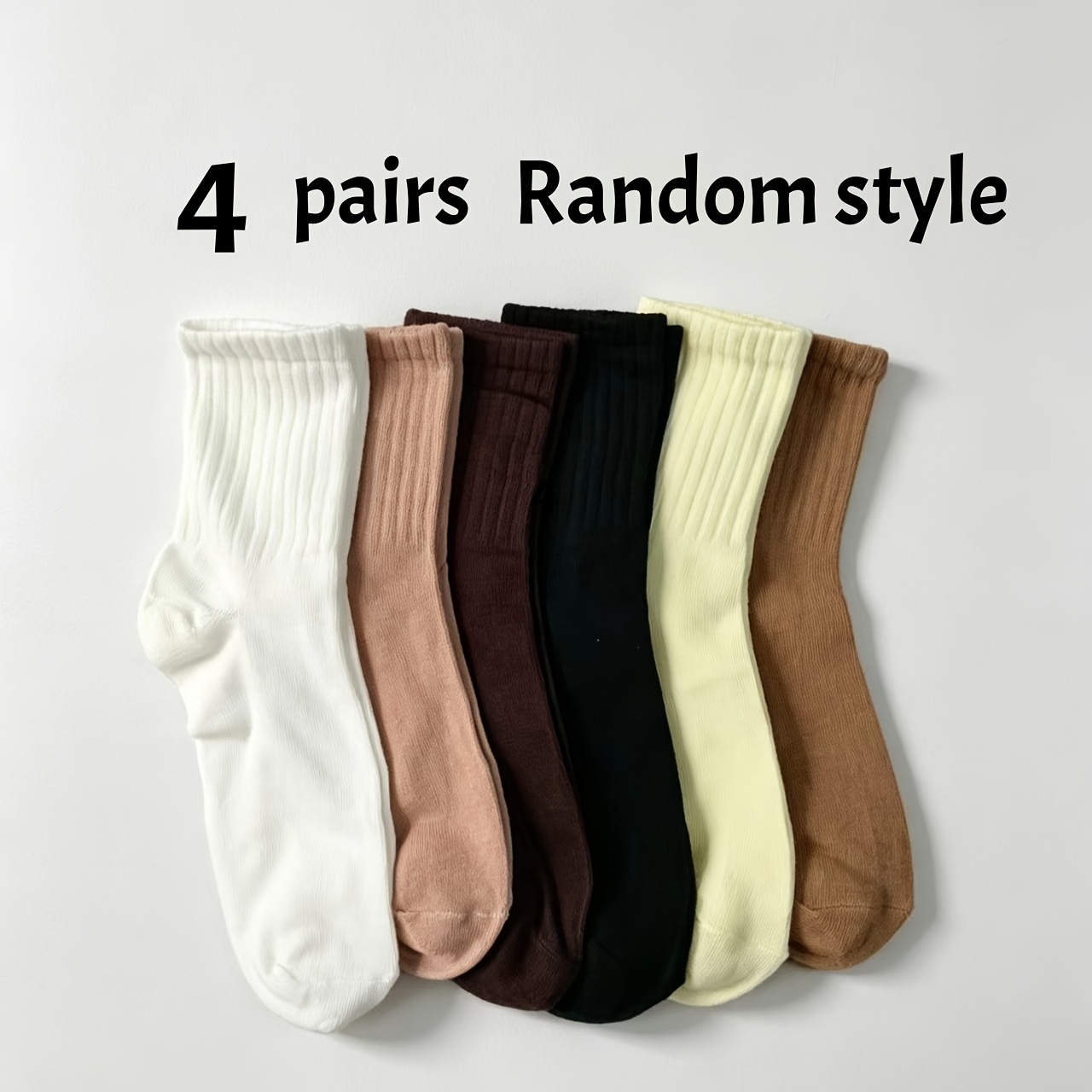 TEMU 4-pair Random Women's Spring/autumn Simple And Comfortable Mid-calf Slouch Socks