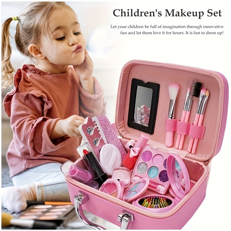 girls makeup kit washable 35pcs toy makeup set for kids birthday gift for girls aged 8   design with   brushes lipstick more