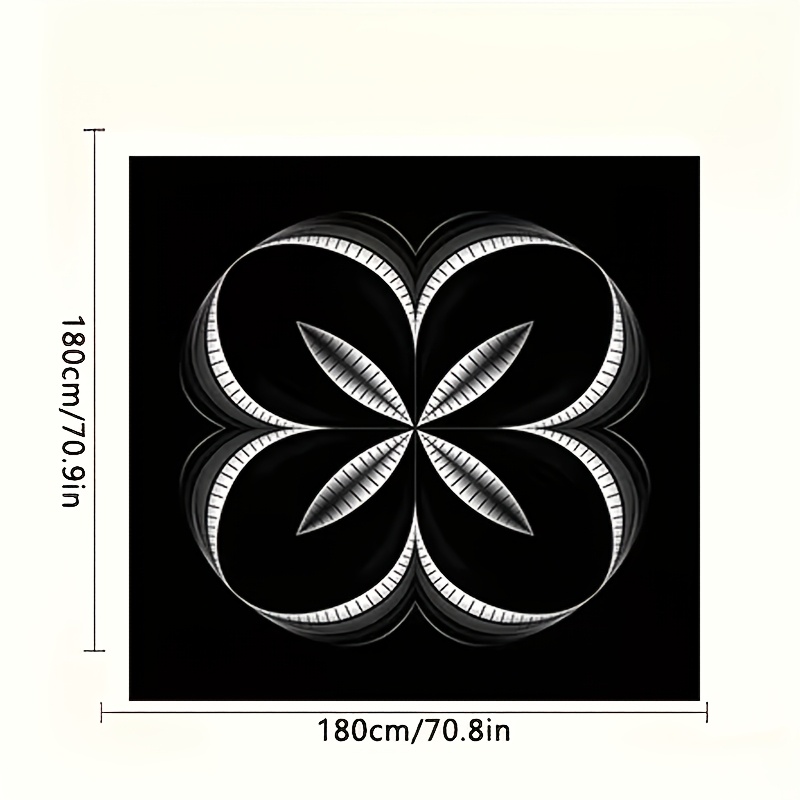 TEMU 1pc Of Black And White Floral Printed Square Tablecloth Made Of Polyester Fiber, Dining Rooms, Coffee Tables, And Living Rooms - A Versatile