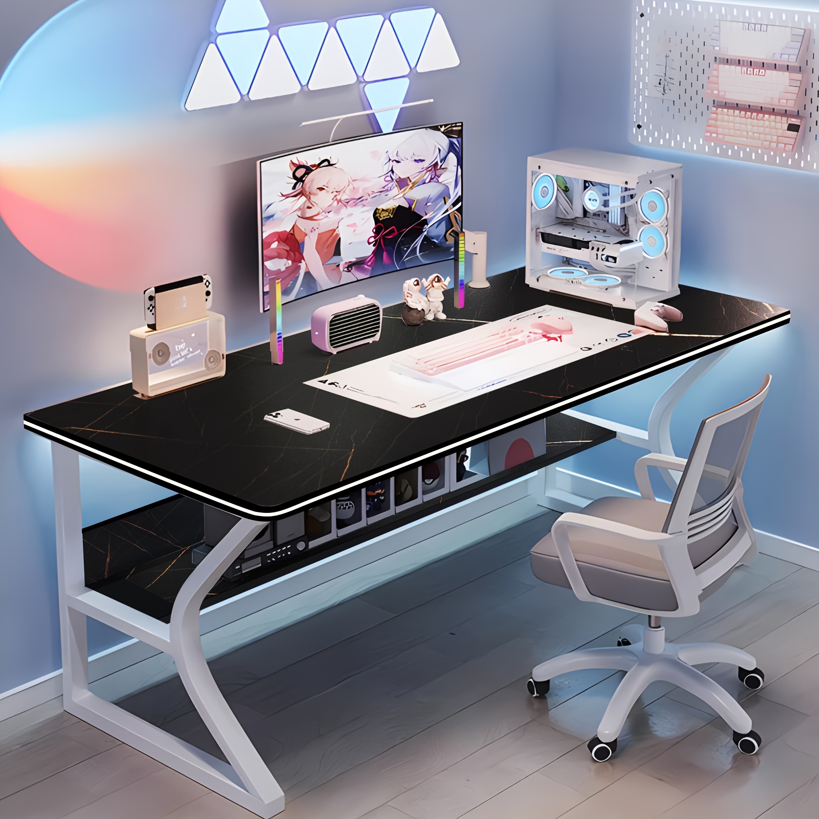 TEMU Desk, Pc Desk, Study Desk, Study Desk, Dressing Table, Desk With Shelf, Work From Home Desk, Office Desk, Monitor Arm Mounting Compatible, Easy