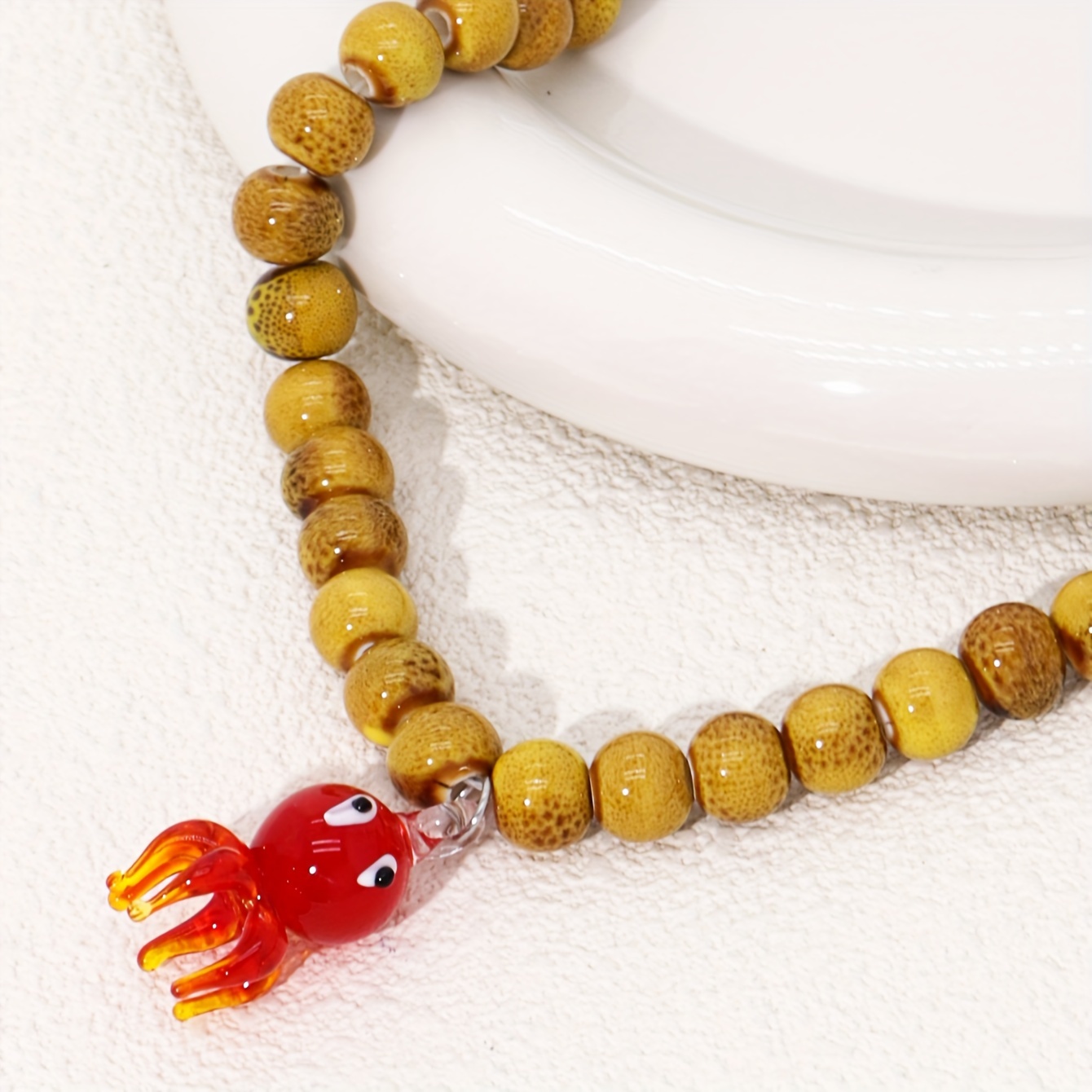 Bohemian Tropical Glass Octopus Pendant Necklace, Handmade