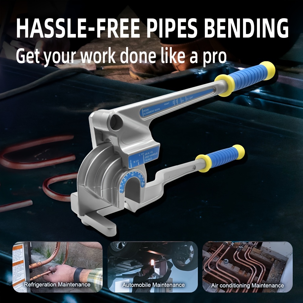 Image of 3 In 1 Manual Pipe Bender 0°-180° For 1/4 Inch (about 0.6 Cm), 3/8 Inch (about 1.9 Cm), 1/2 Inch (about 1.3 Cm) For Air Conditioning Repair Tube Tube