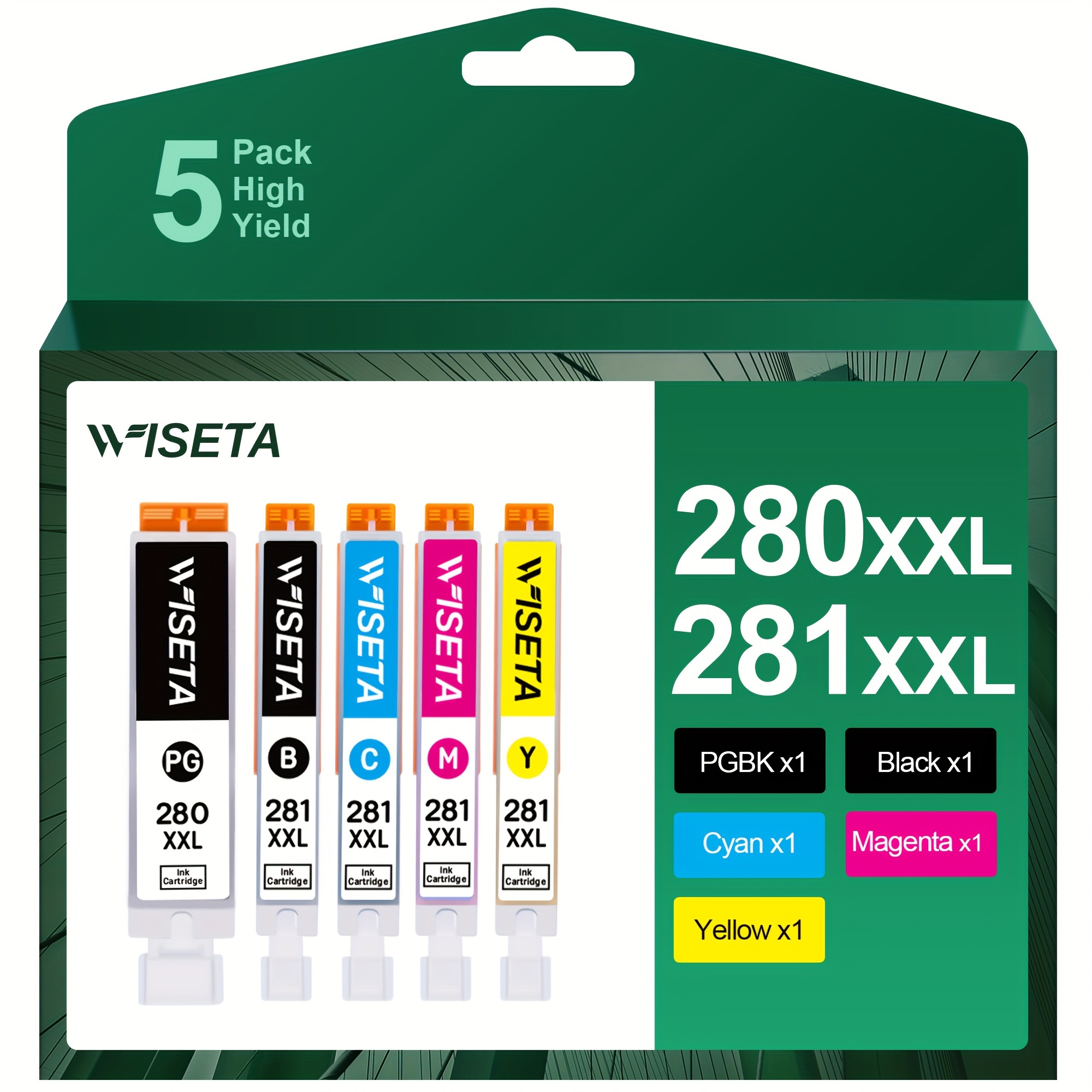 

Wiseta Replacement For Pgi-280xxl Cli-281xxl 280 Xxl 281 Xxl Compatible With Tr8620a Tr8620 Ts702a Ts9520 Tr8520 Ts6220 Ts6320 Ts8220 (5 Pack)