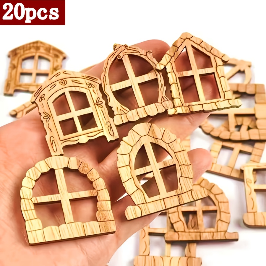 TEMU 20pcs Wooden Mixed Vintage Window Decoration, Home Decoration, Mini Garden Doll House Decoration, Birthday Wedding Theme Party Decoration,