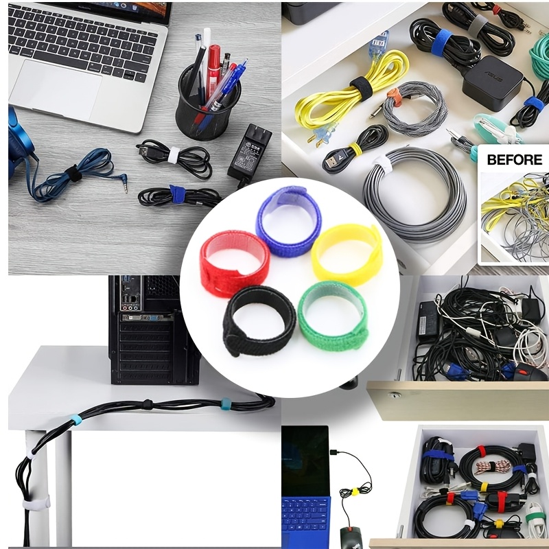 140pcs Reusable Hook And Loop Cable Ties, 15.24 cm
