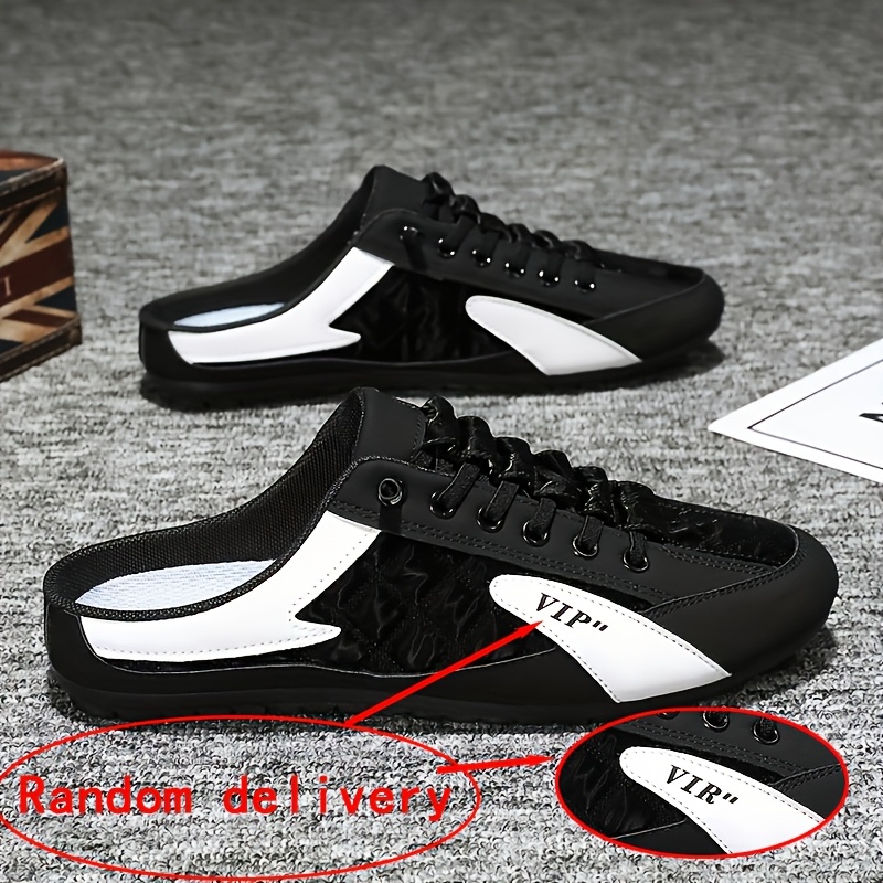 mens stylish slip on mules sneakers white black quilted design eva cushioned insole pvc sole comfortable for indoor casual and casual attire mule shoes