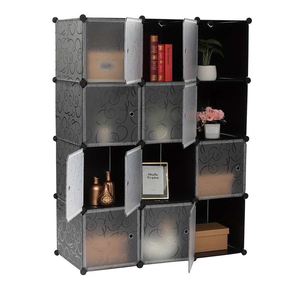 

Cube Storage 12-cube Closet Organizer Storage Shelves Cubes Organizer Diy Closet Cabinet With Doors White And Black Color