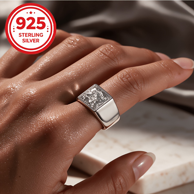 925 Silver Hypoallergenic Adjustable Open Geometric Ring, Stylish