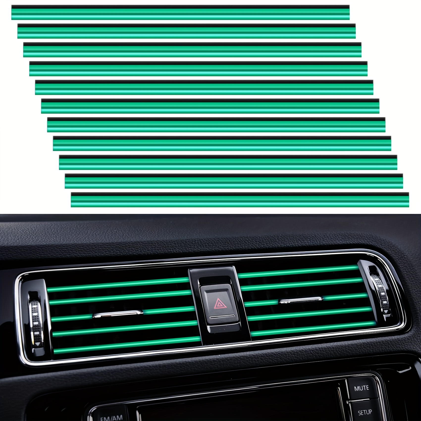 20pcs Car Air Conditioner Air Outlet Decorative Strips, Bendable DIY Decorative Strips, Universal For Most Air Outlets, Flexible Shiny Auto Car Vent Interior Accessories For All Air Vent Outlet Christmas Gift