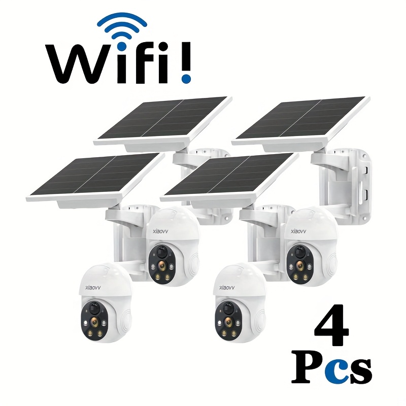 TEMU 1080p Outdoor Solar Powered Security Camera, People Detection, Intercom, Night Vision (4pcs)