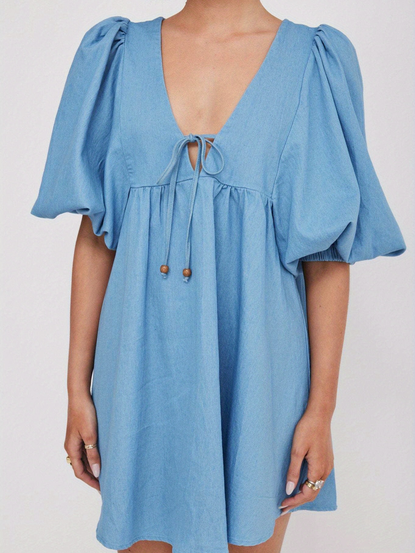 princess polly baby blue dress Dolly Satin Babydoll Mini Dress - Light Blue main image 0