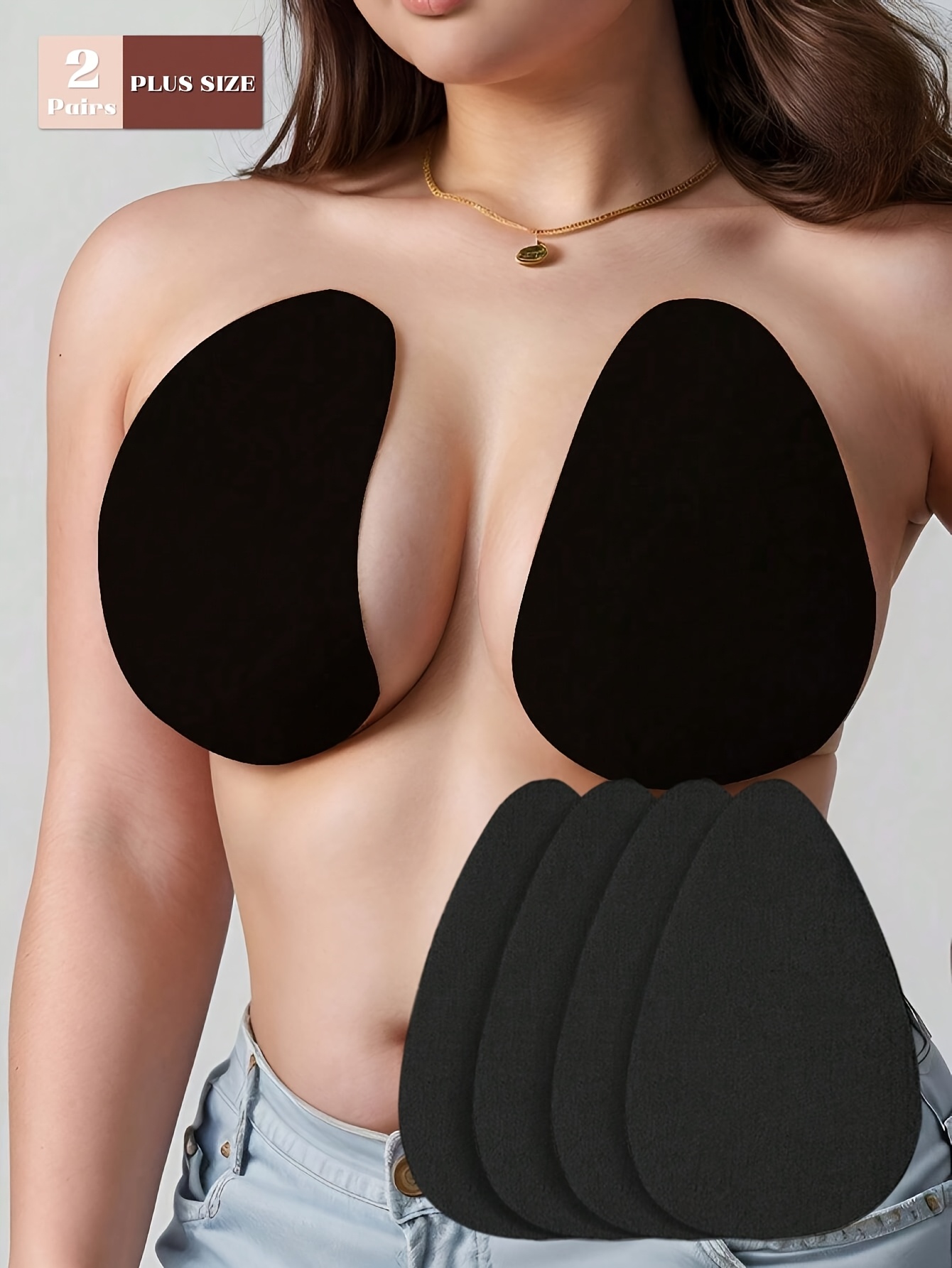  4pcs of invisible   bra pads strapless design apricot coffee   3xl cup size womens   bra bra additions