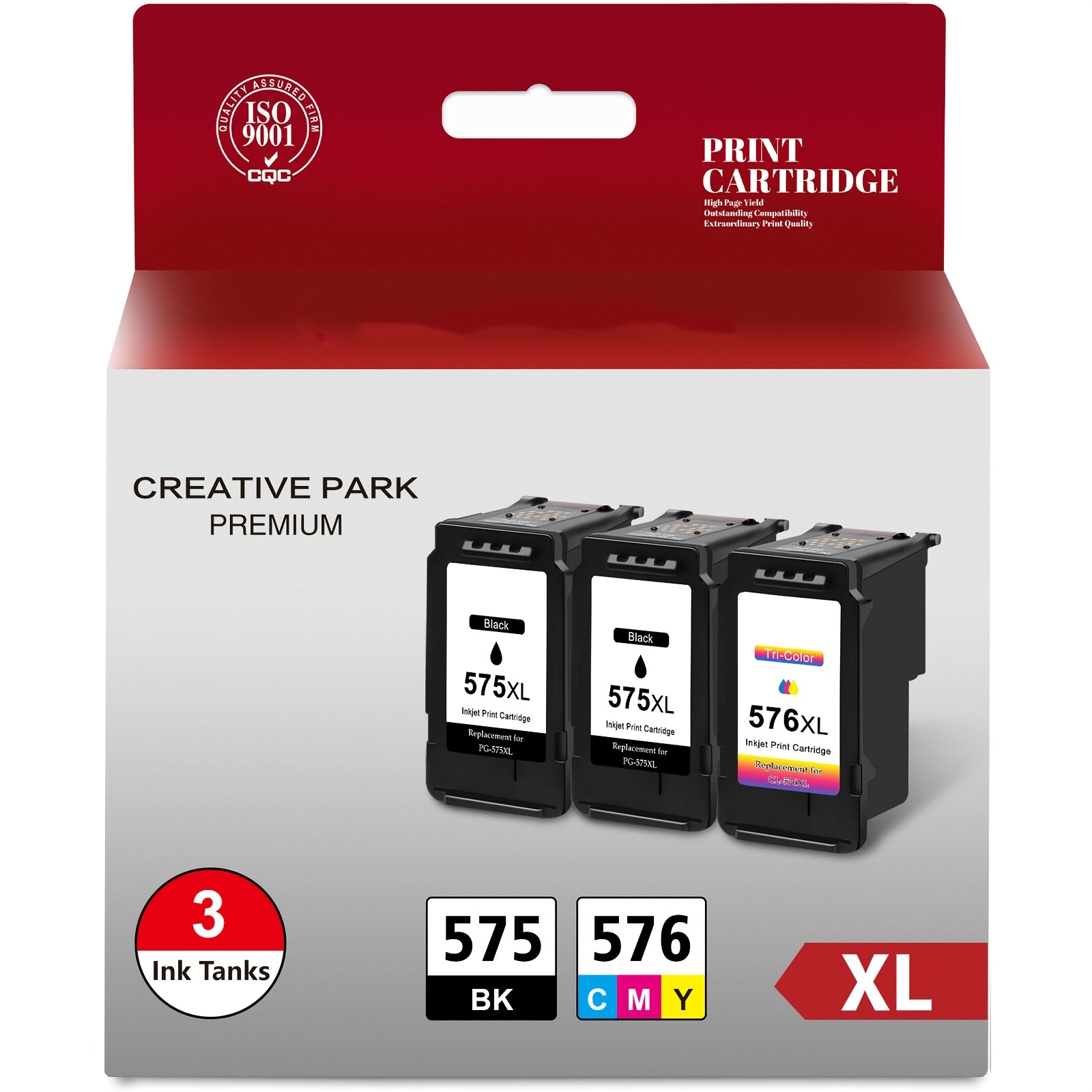 Image of Pg-575xl Cl-576xl 575 Xl 576 Xl Multipack Remanufactured Cartridges Compatible For 575 576 Cartridges For Ts3550i Ts3551i Tr4750i Tr4751i (2x 575 Xl Black, 1x 576 Xl Colour)