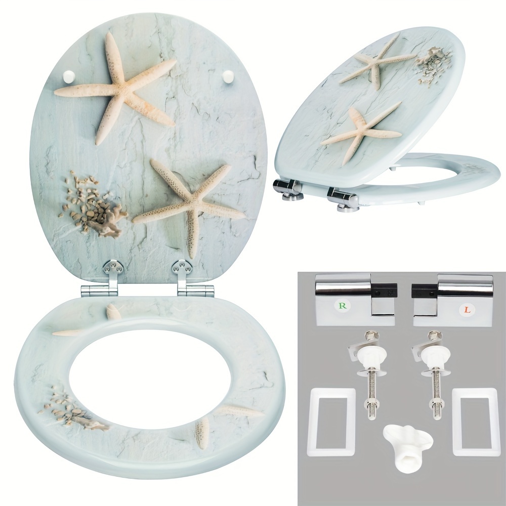 Toilet Seat Featuring Automatic Lowering, An Mdf Wooden Core, Hinges, Antibacterial , And