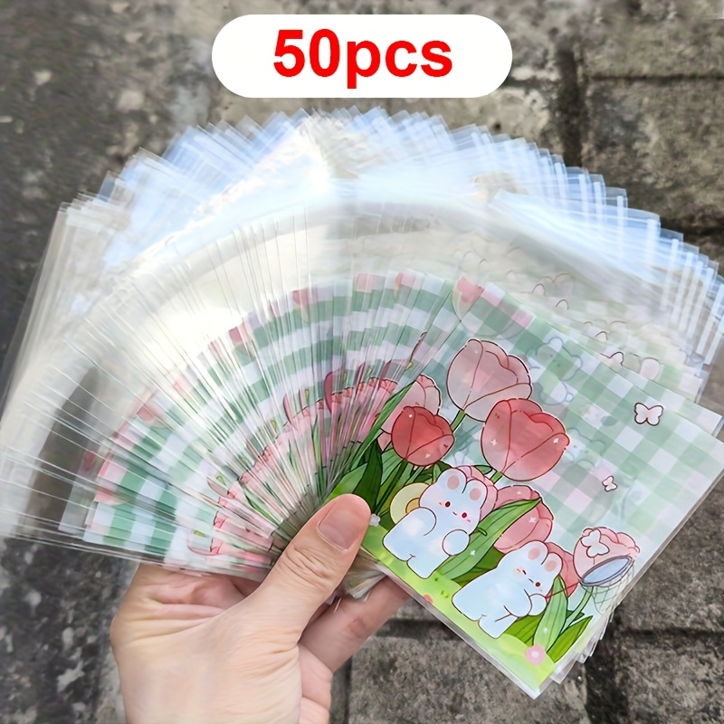 TEMU Lot de 50/100 sacs cadeaux à motif lapin et fleur, adaptés pour les thés dansants, les anniversaires et de fête - Parfaits pour sacs cadeaux
