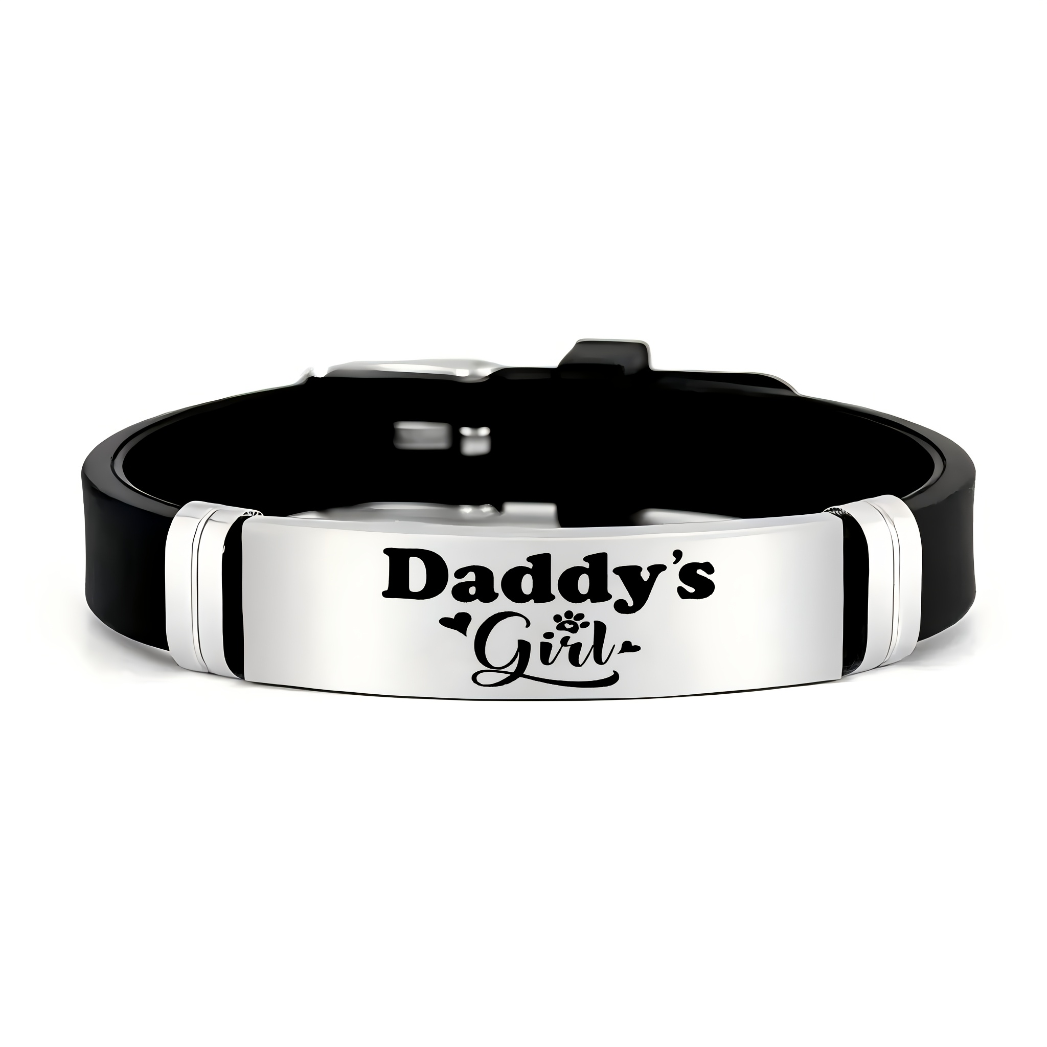 TEMU " And Adorable Parent-child Style Accessory, A Simple And Stylish 202 Stainless Steel Silicone Bracelet, For Father's Day Or Birthdays