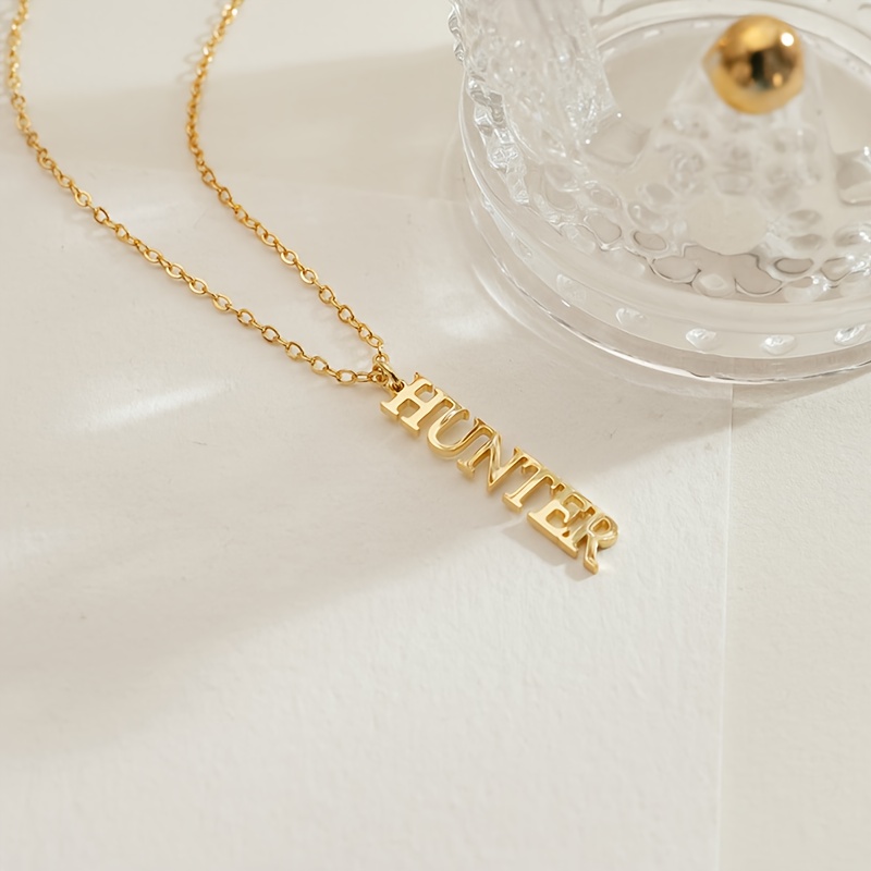 Women's Custom Vertical Name Necklace, 18K Gold Plated