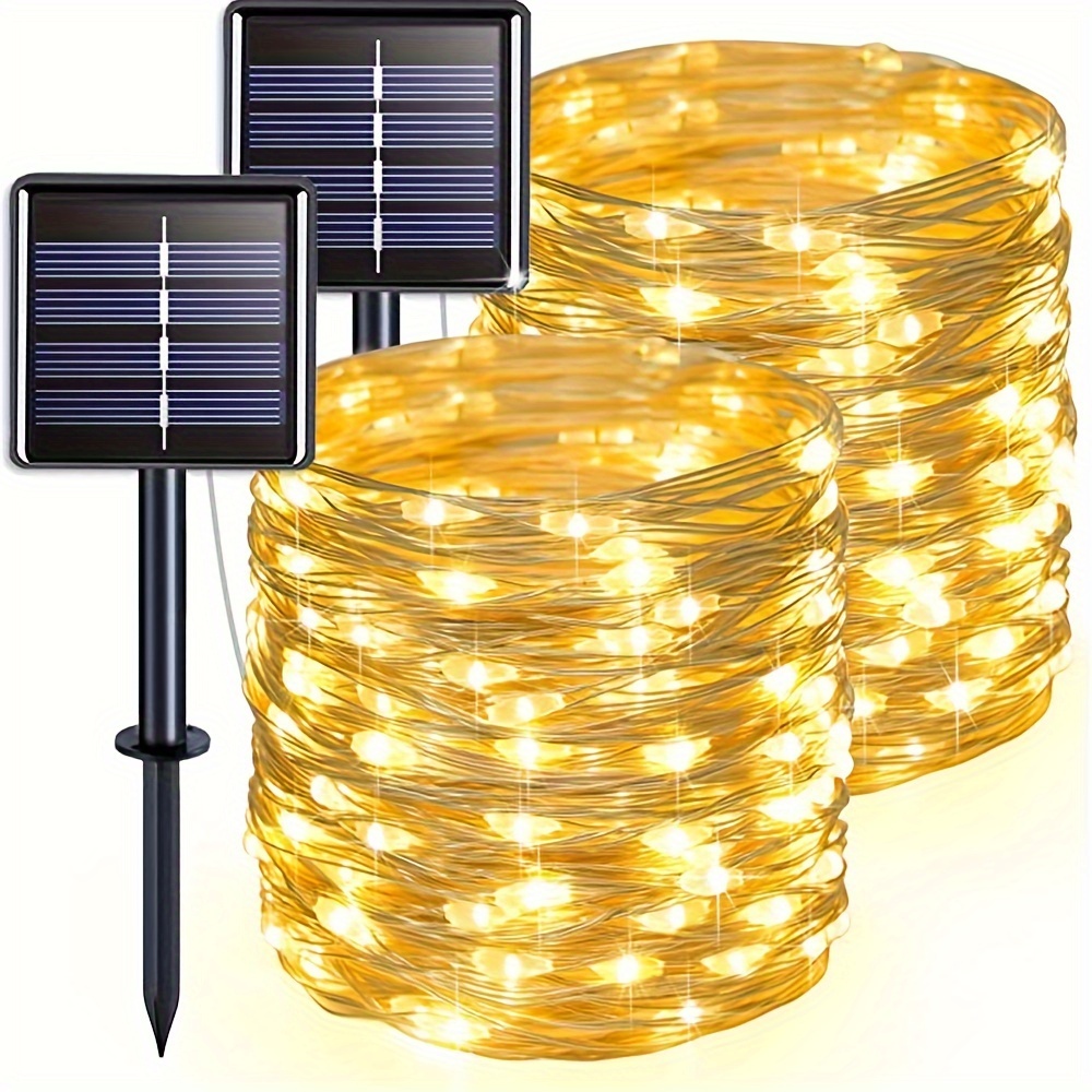 

1 Pack 2/5/10/20/30m Copper Wire String Lights, Solar Colored Light 8 Modes New Year Christmas Decoration, Spring Festival Courtyard Wedding Decoration ( Warm White/multicolor/white)