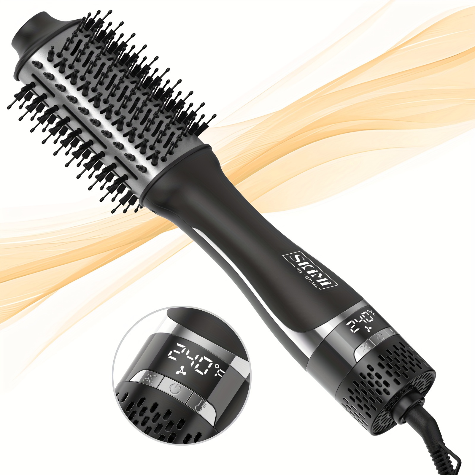 

Whall Hair Dryer Brush Blow Dryer Brush In One, Blow Dryer Brush For Women, 1 Step Blowout Brush With A Display Screen, Oval Ceramic Barrel, Black And Silver