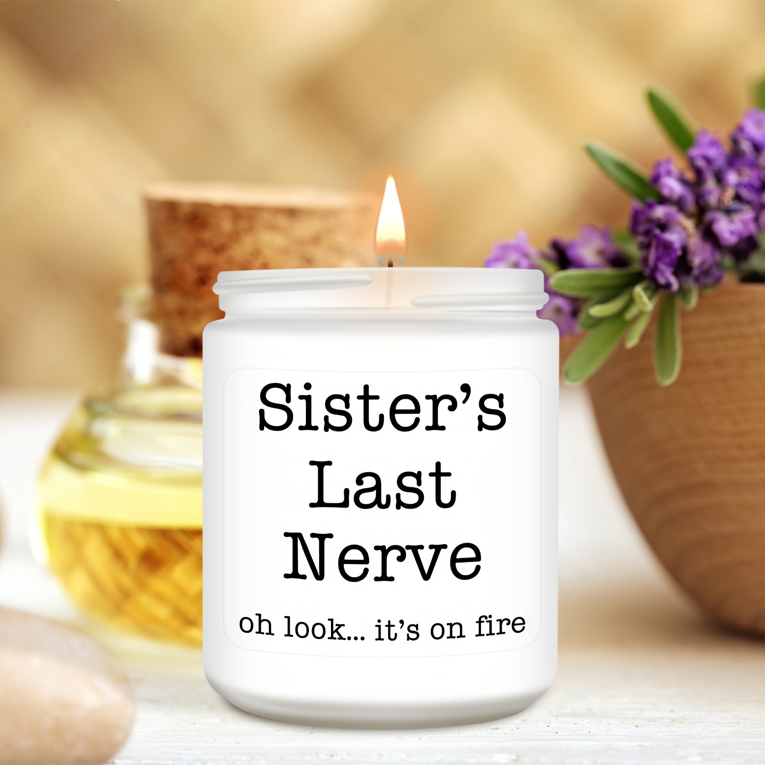 

1pc Lavender Scented Candle Sister Gift, Gift For Sister From Sister Brother, Happy Sister Birthday Gift Ideas, Mothers Day Christmas Gift For Sister Female Friends Sister In Law