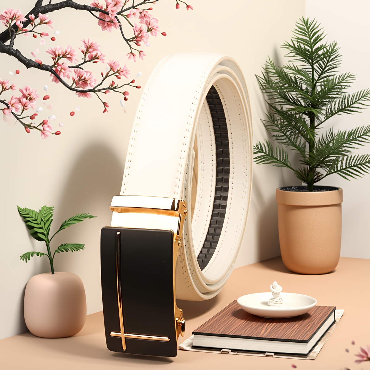 Men's Automatic Buckle Belt with PU Leather